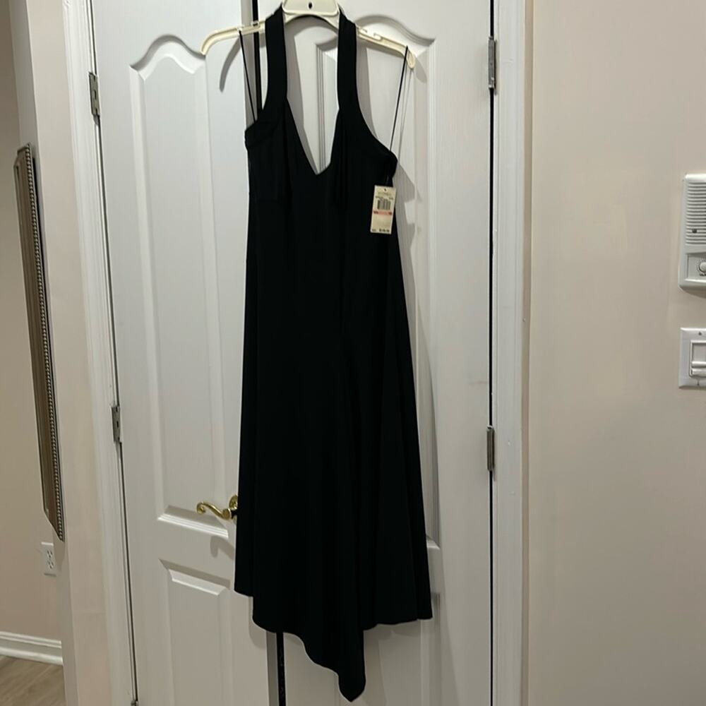 Michael Kors 10 black helter dress asymetrical hemline vintage nwt